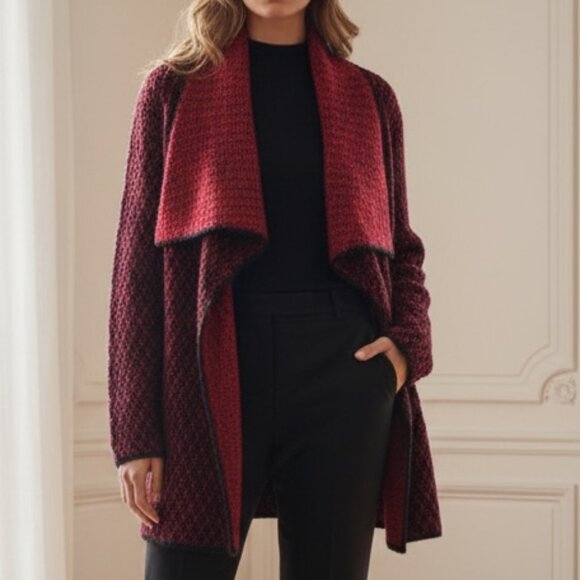 Chico's Red Wool Mohair Blend Cardigan size 2 - Picture 1 of 7